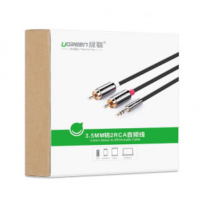 Аудио кабел UGREEN жак 3.5mm към 2x RCA (чинч) 2m черен (AV116 10584) - Img 5