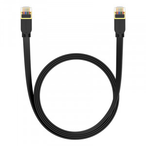 Бърз плосък интернет кабел BASEUS RJ45 cat.7 10Gb/s 2m черен - Img 1
