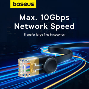 Бърз плосък интернет кабел BASEUS RJ45 cat.7 10Gb/s 2m черен - Img 14
