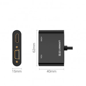 Видео адаптер UGREEN mini DisplayPort към HDMI / VGA 4K, 30Hz, Full HD 1080p (MD108 10439) черен - Img 13