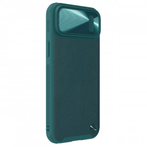 Гръб от естествена кожа с подвижно покритие за камерата NILLKIN CamShield Leather S - iPhone 14 Plus зелен - Img 3