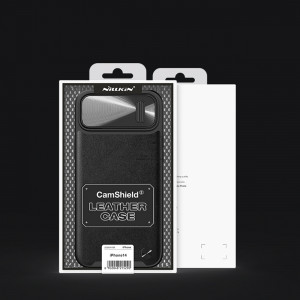 Гръб от естествена кожа с подвижно покритие за камерата NILLKIN CamShield Leather S - iPhone 14 Pro Max зелен - Img 5