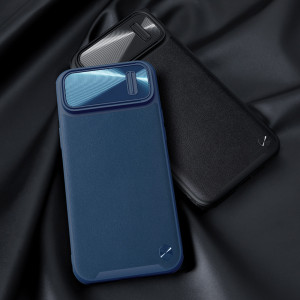 Гръб от естествена кожа с подвижно покритие за камерата NILLKIN CamShield Leather S - iPhone 14 Pro черен - Img 15