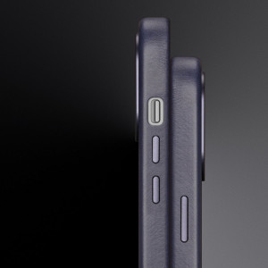 Гръб от естествена кожа DUX DUCIS Naples MagSafe - iPhone 14 Pro Max син - Img 7