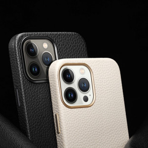 Гръб от естествена кожа DUX DUCIS Roma - iPhone 13 Pro Max бял - Img 7