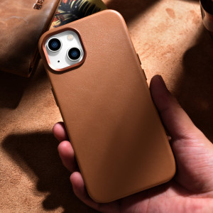 Гръб от естествена кожа iCARER Leather MagSafe - iPhone 14 кафяв - Img 17