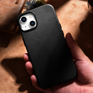Гръб от естествена кожа iCARER Leather MagSafe - iPhone 14 черен - Img 17