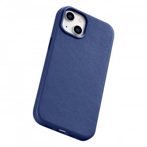 Гръб от естествена кожа iCARER Leather MagSafe - iPhone 14 Plus син - Img 12
