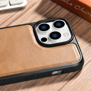 Гръб от естествена кожа iCARER Leather Oil Wax MagSafe - iPhone 14 Pro кафяв - Img 15