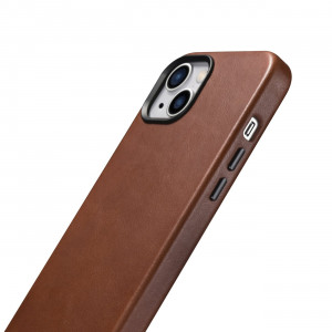 Гръб от естествена кожа iCARER Leather Oil Wax Premium MagSafe - iPhone 14 Plus кафяв - Img 13