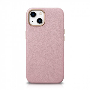 Гръб от естествена кожа iCARER Litchi Premium MagSafe - iPhone 14 Plus розов - Img 1