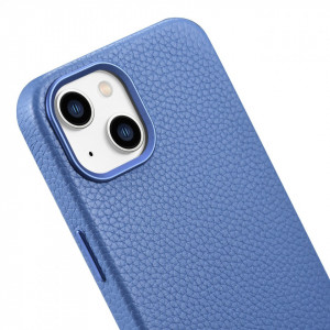 Гръб от естествена кожа iCARER Litchi Premium MagSafe - iPhone 14 Plus светлосин - Img 9