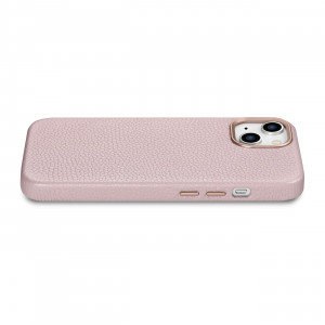 Гръб от естествена кожа iCARER Litchi Premium MagSafe - iPhone 14 Plus розов - Img 11