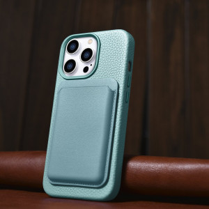 Гръб от естествена кожа iCARER Litchi Premium MagSafe - iPhone 14 Pro Max зелен - Img 15