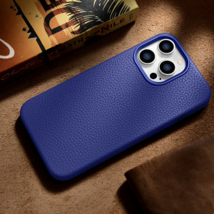 Гръб от естествена кожа iCARER Litchi Premium MagSafe - Leather Case - iPhone 14 Pro Max тъмносин - Img 16