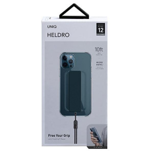 Гръб с лентов държач и каишка UNIQ Heldro с антимикробно покритие - iPhone 12 / 12 Pro прозрачен - Img 2