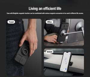Гръб с подвижно покритие за камерата NILLKIN CamShield Pro с вграден магнит - iPhone 15 Pro Max лилав - Img 7