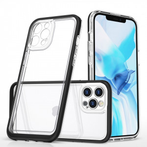 Гръб Clear 3в1 с гел рамка - iPhone 12 Pro черен - Img 1