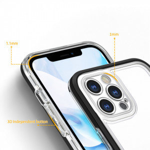 Гръб Clear 3в1 с гел рамка - iPhone 12 Pro черен - Img 4