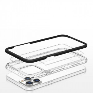Гръб Clear 3в1 с гел рамка - iPhone 13 Pro черен - Img 5