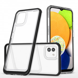 Гръб Clear 3в1 с гел рамка - Samsung Galaxy A03 черен - Img 1