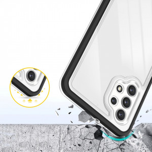 Гръб Clear 3в1 с гел рамка - Samsung Galaxy A72 черен - Img 6