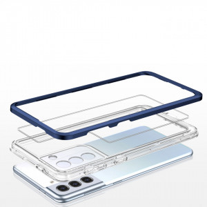 Гръб Clear 3в1 с гел рамка - Samsung Galaxy S22+ син - Img 5