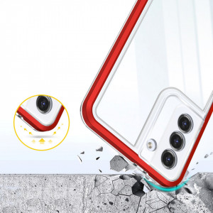 Гръб Clear 3в1 с гел рамка - Samsung Galaxy S22+ червен - Img 6