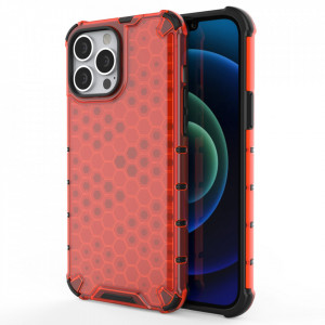 Гръб Honeycomb Armor със силиконов бъмпер - iPhone 13 Pro Max червен - Img 1