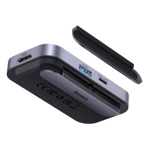 Докинг станция BASEUS PadJoy 6в1 USB Type C към HDMI 2.0 4K 30Hz / мини жак 3.5mm / USB Type A 3.0 / USB Type C Power Delivery + Data 100W / четец за SD и Micro SD карти тъмносива - Img 8