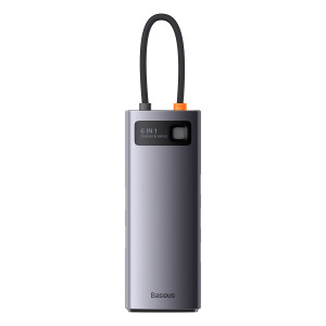 Докинг станция BASEUS StarJoy 6в1 USB Type C към 3x USB Type A / HDMI / RJ45 / USB Type C Power Delivery сива - Img 2