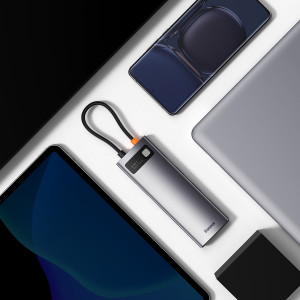 Докинг станция BASEUS StarJoy 8в1 USB Type C към 3x USB Type A / HDMI / RJ45 / четец за SD и Micro SD карти / USB Type C Power Delivery сива - Img 11