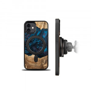 Дървен гръб BEWOOD Unique Wood and Resin MagSafe - iPhone 12 / 12 Pro Neptune тъмносин / черен - Img 2