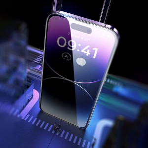 Закален стъклен протектор 0.3mm с пълно покритие и филтър за поверителност BASEUS Privacy с инструмент за поставяне - iPhone 14 Pro Max - Img 12