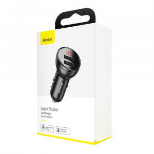 Зарядно за кола BASEUS 24W 4.8A 2x USB Type A с LCD дисплей (CCBX-0G) сиво - Img 16
