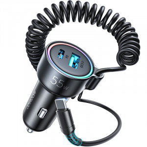 Зарядно за кола JOYROOM 3в1 55W USB Type A / USB Type C с кабел USB Type C 1.5m (JR-CL07) черно - Img 2