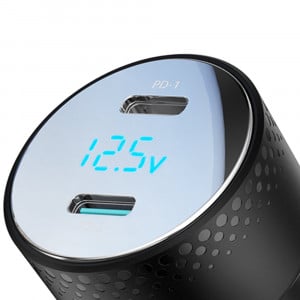 Зарядно за кола JOYROOM 70W 2x USB Type C с LED диспелй (JR-CCD02) черно - Img 3