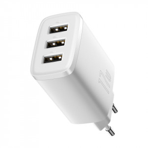 Зарядно за стена BASEUS 17W 3x USB Type A EU бяло - Img 3