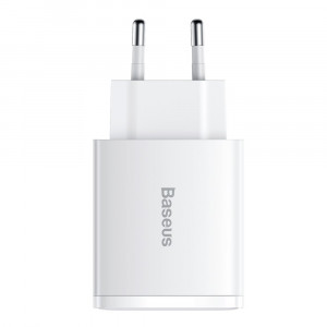 Зарядно за стена BASEUS 30W 3A 2x USB Type A / USB Type C PD QC (CCXJ-E02) бяло - Img 2