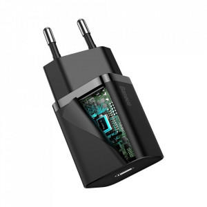 Зарядно за стена BASEUS Super Si 1C 20W USB Type C PD + кабел USB Type C към Lightning 1m (TZCCSUP-B01) черно - Img 4