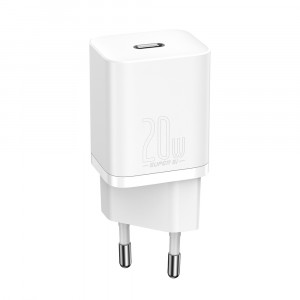 Зарядно за стена BASEUS Super Si 1C 20W USB Type C PD (CCSUP-B02) бяло - Img 1
