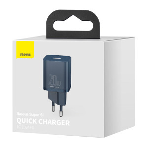Зарядно за стена BASEUS Super Si 1C 20W USB Type C PD (CCSUP-B03) синьо - Img 5