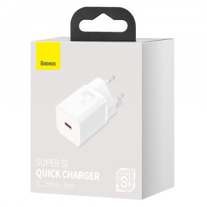 Зарядно за стена BASEUS Super Si 1C 25W USB Type C PD QC (CCSP020102) бяло - Img 5