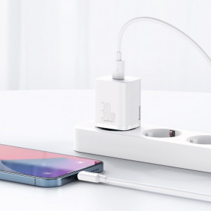Зарядно за стена BASEUS Super Si 1C 30W USB Type C PD QC (CCSUP-J02) бяло - Img 11