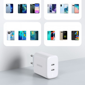 Зарядно за стена UGREEN 40W 2x USB Type C PD (10343) бяло - Img 3