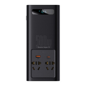 Инвертор за кола BASEUS 150W 12V / 500W 220V (CN / EU стандарт) (CGNB000101) черен - Img 3