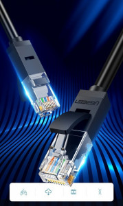 Интернет кабел UGREEN RJ45 cat.6 UTP 1000Mb/s 10m (20164) черен - Img 2