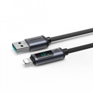 Кабел за зареждане и данни с дисплей и оплетка JOYROOM USB Type A към Lightning 2.4A 1.2m S-AL012A16 черен - Img 9