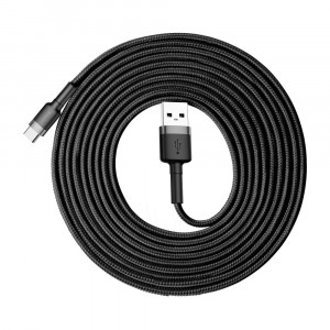 Кабел за зареждане и данни с оплетка BASEUS Cafule USB Type A към USB Type C 300cm сив / черен - Img 8