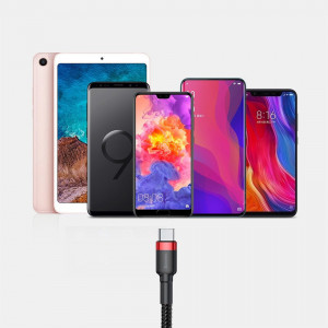 Кабел за зареждане и данни с оплетка BASEUS Cafule USB Type A към USB Type C 300cm сив / черен - Img 17